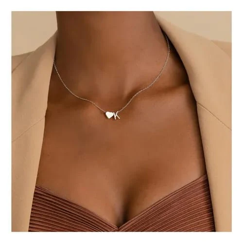 COLLAR INICIAL + CORAZÓN - PLATA LEY 950 - Image 2